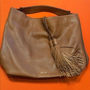 Rebecca Minkoff Tan Pebbled Leather Shoulder Hobo with Braided Tassel